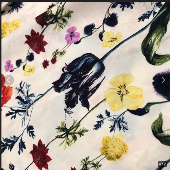 H&M Floral Bell Sleeve Crop Top Beige Tie Front Key Hole Size 6 NEW WITH TAG! - Picture 7 of 7